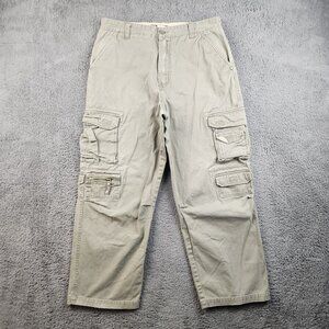 VTG Y2K Tactical Cargo Pants Men 34x30 Khaki Coliseum Baggy Multi Pocket Utility